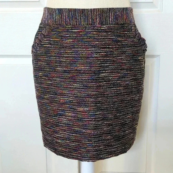 Loft Multi-Color Striped Textured Skirt - Picture 1 of 5